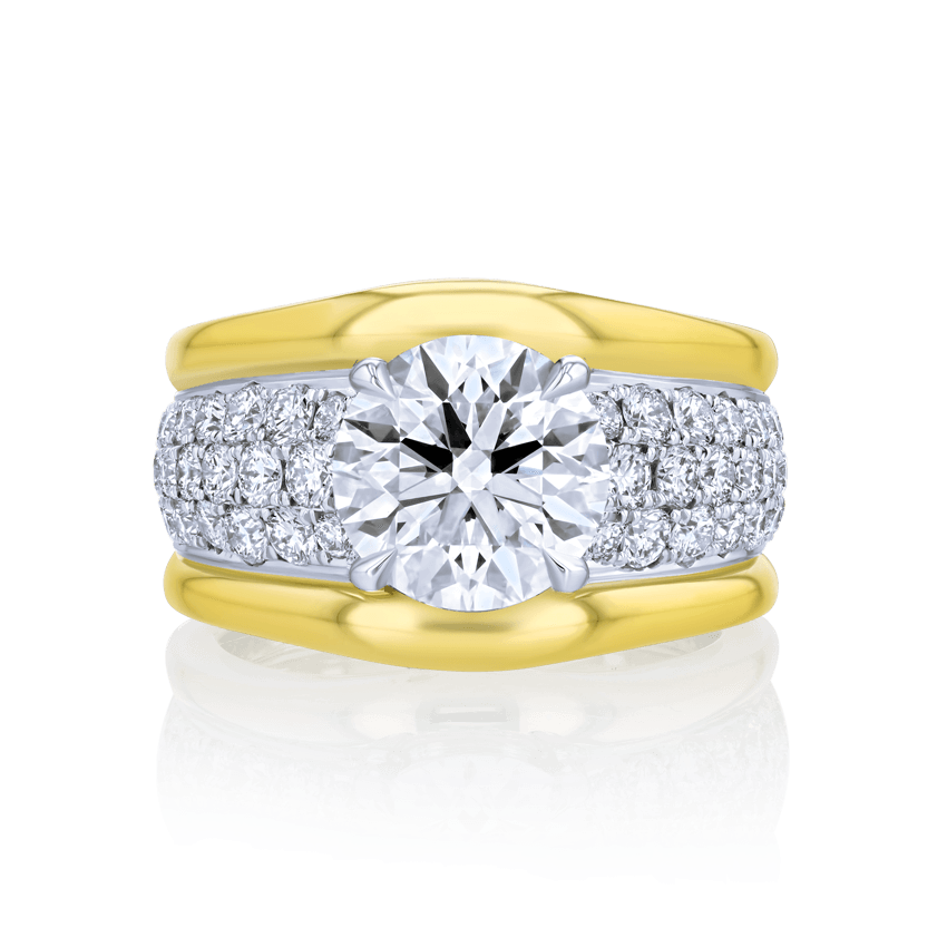 Pave' Band Diamond Mount with Gold Trims - Marvels Co.