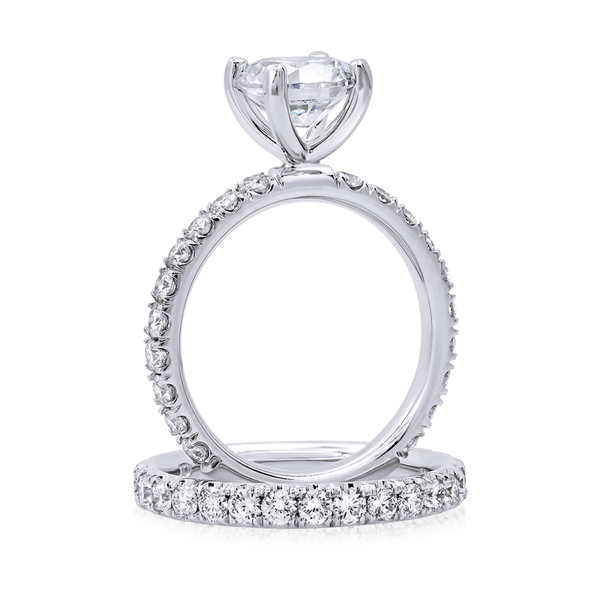 Diamond Band Solitaire Engagement Ring - Marvels Co.