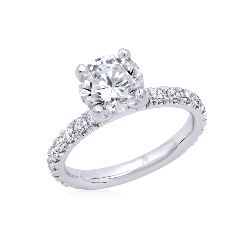 Diamond Band Solitaire Engagement Ring - Marvels Co.