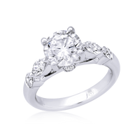 Marquise Accent Round Engagement Ring - Marvels Co.