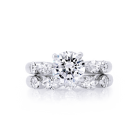 Marquise Accent Round Engagement Ring - Marvels Co.