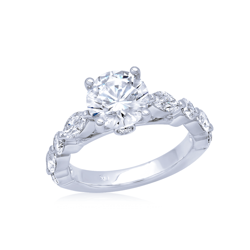 Round & Marquise Band Engagement Ring - Marvels Co.