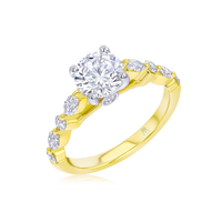 Marquise Band Round Engagement Ring - Marvels Co.