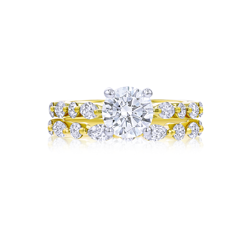 Marquise Band Round Engagement Ring - Marvels Co.