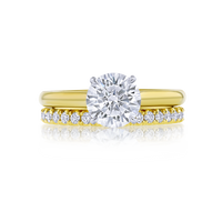 Cathedral Band Hidden-Halo Engagement Ring - Marvels Co.