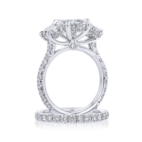 Oval 3 Stone Ring with Diamond Band - Marvels Co.