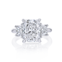 Radiant Cut Diamond Ring with Trapezoid Side Stones - Marvels Co.