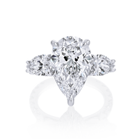 Pear Shaped 3-Stone Ring with Diamond Band - Marvels Co.