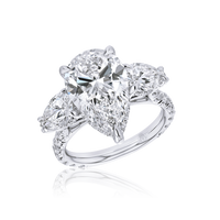 Pear Shaped 3-Stone Ring with Diamond Band - Marvels Co.