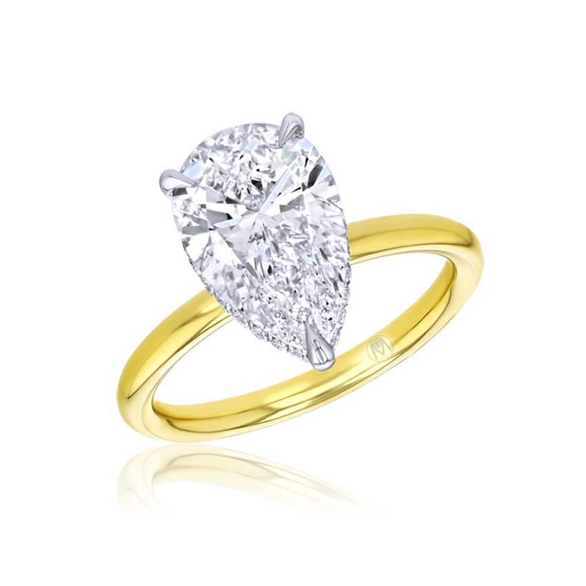 Hidden Halo Pear Shaped Engagement Ring - Marvels Co.