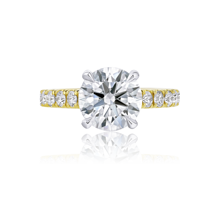 Cathedral Diamond Band Round Engagement Ring - Marvels Co.