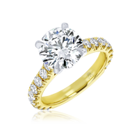 Cathedral Diamond Band Round Engagement Ring - Marvels Co.