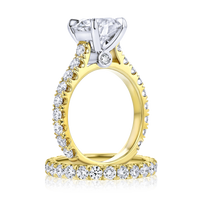 Cathedral Diamond Band Round Engagement Ring - Marvels Co.