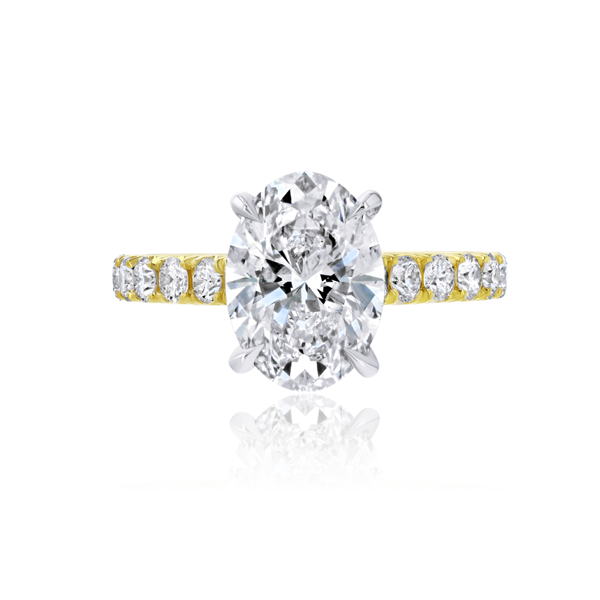 Cathedral Diamond Band Oval Engagement Ring - Marvels Co.