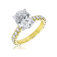 Cathedral Diamond Band Oval Engagement Ring - Marvels Co.