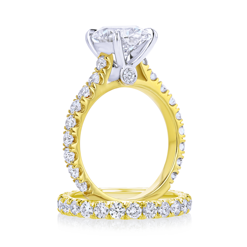 Cathedral Diamond Band Oval Engagement Ring - Marvels Co.