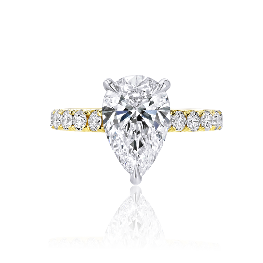 Diamond Band Pear Shaped Engagement Ring - Marvels Co.