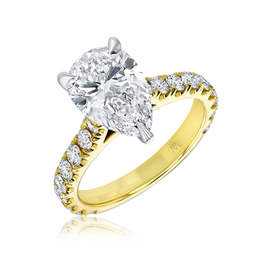 Diamond Band Pear Shaped Engagement Ring - Marvels Co.