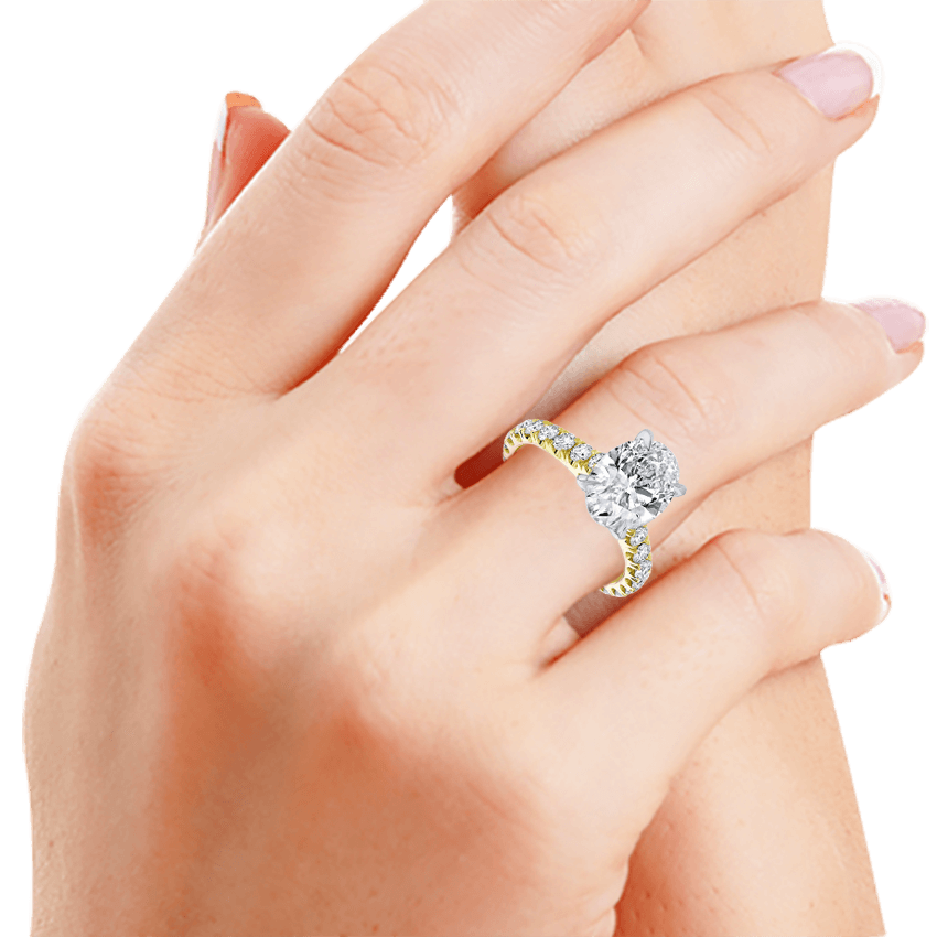 Cathedral Diamond Band Oval Engagement Ring - Marvels Co.