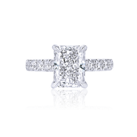 Diamond Band Radiant Cut Engagement Ring - Marvels Co.