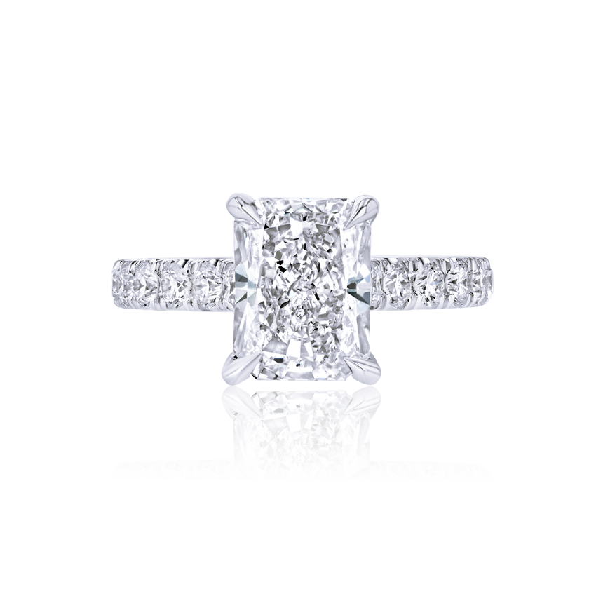 Diamond Band Radiant Cut Engagement Ring - Marvels Co.