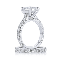 Diamond Band Radiant Cut Engagement Ring - Marvels Co.