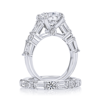 Round & Emerald-Cut Band Engagement Ring - Marvels Co.