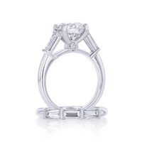 Round Diamond Ring with Single Baguette Sides - Marvels Co.