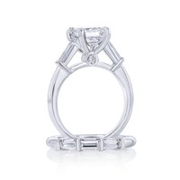 Emerald Cut Diamond Ring with Single Baguette Sides - Marvels Co.