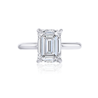 Hidden-Halo Emerald Cut Engagement Ring - Marvels Co.