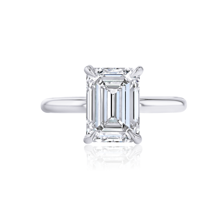 Hidden-Halo Emerald Cut Engagement Ring - Marvels Co.