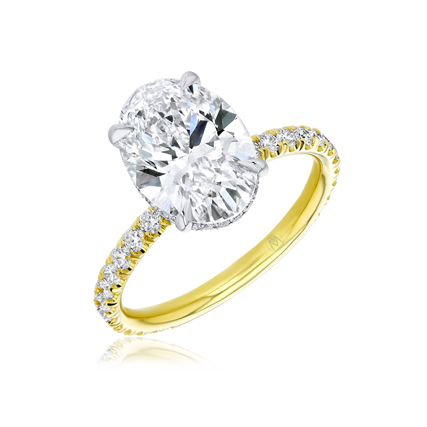 Diamond Band Oval Engagement Ring - Marvels Co.