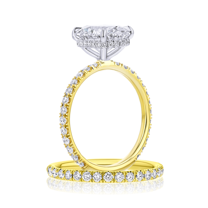 Diamond Band Oval Engagement Ring - Marvels Co.