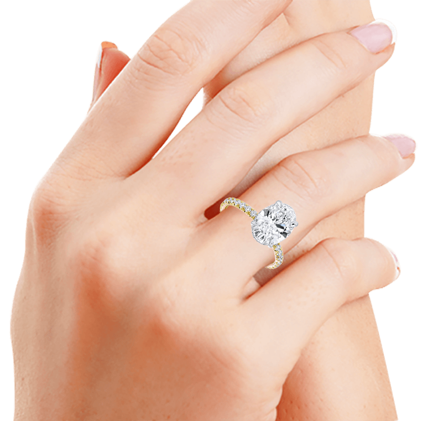 Diamond Band Oval Engagement Ring - Marvels Co.