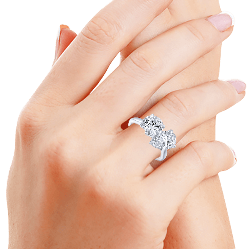 Two Stone Solitaire Diamond Ring - Round & Pear-Cut Engagement Rings Marvels    