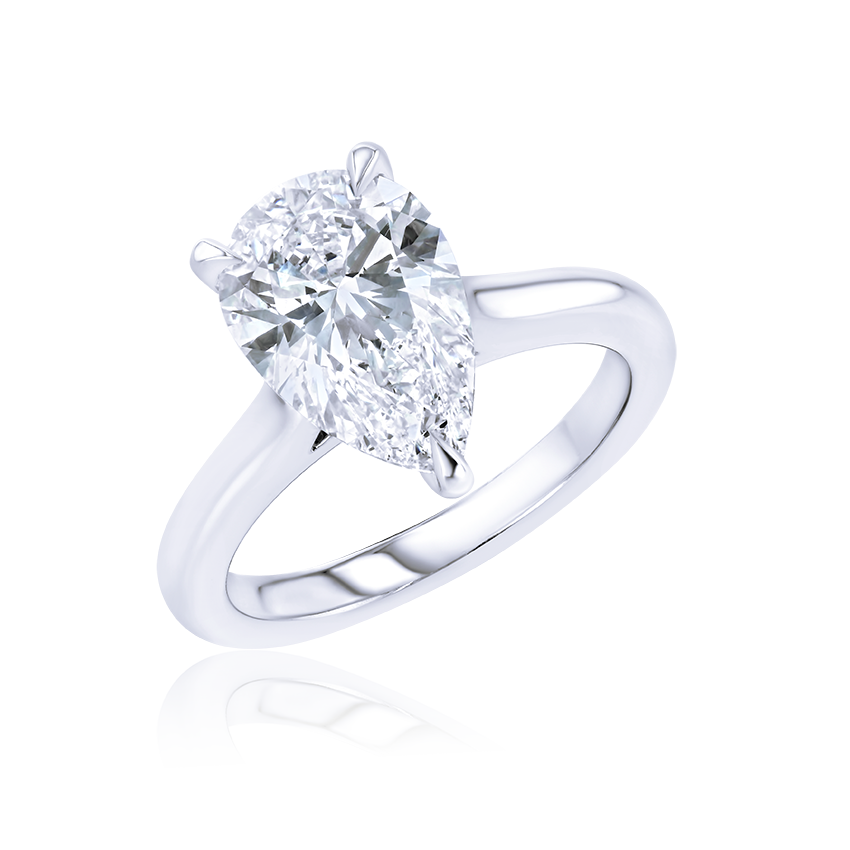 3-Carat Pear Shaped Solitaire Diamond Ring - Marvels Co.