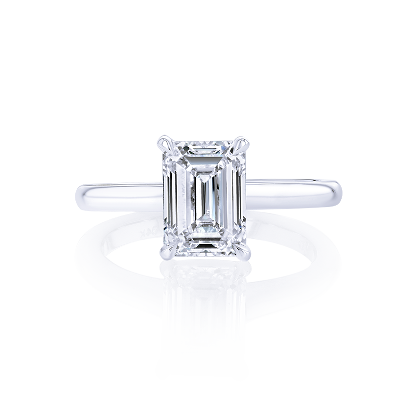 Low-Profile Emerald Cut Engagement Ring - Marvels Co.