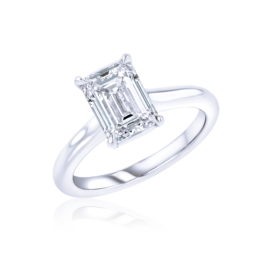 Low-Profile Emerald Cut Engagement Ring - Marvels Co.