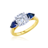 Sapphire-Sides Round Engagement Ring - Marvels Co.