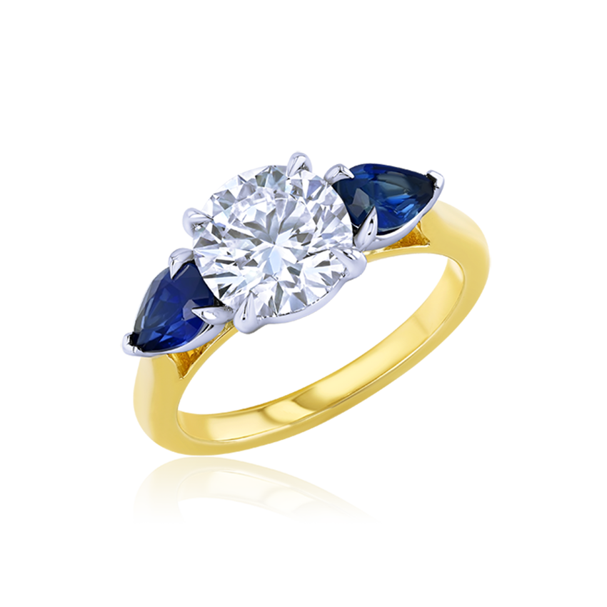 Sapphire-Sides Round Engagement Ring - Marvels Co.