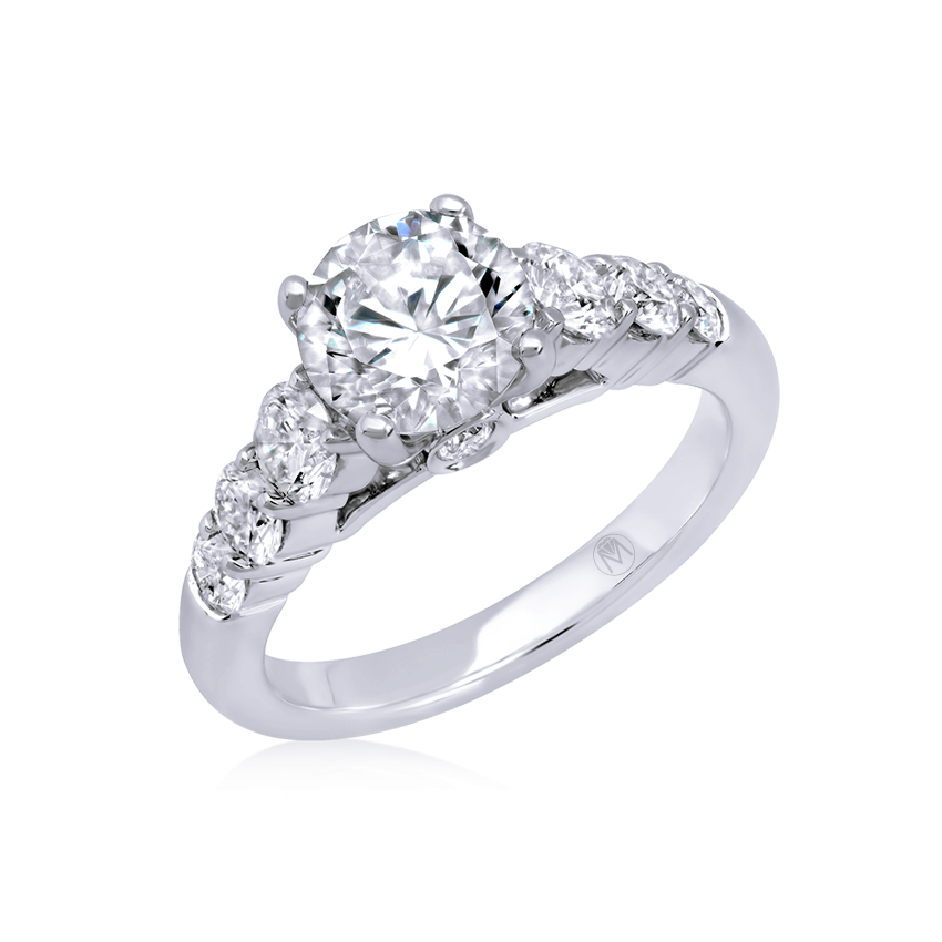 Graduated-Size Side Diamonds Engagement Ring - Marvels Co.