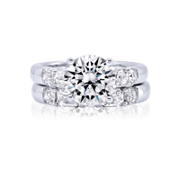 Emerald Cut Accent Round Engagement Ring - Marvels Co.