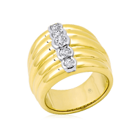 Ridged Design Wide Band Gold Ring - Marvels Co.