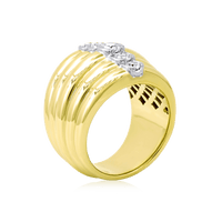 Ridged Design Wide Band Gold Ring - Marvels Co.