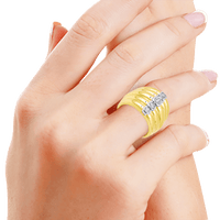 Ridged Design Wide Band Gold Ring - Marvels Co.