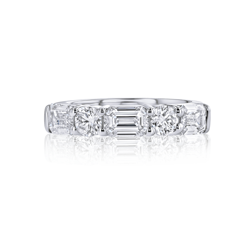 Alternating Round & Emerald Cut Diamond Band - Marvels Co.