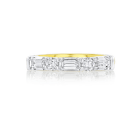 Emerald Cut & Round Diamond Wedding Band - Marvels Co.