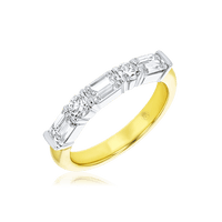 Emerald Cut & Round Diamond Wedding Band - Marvels Co.