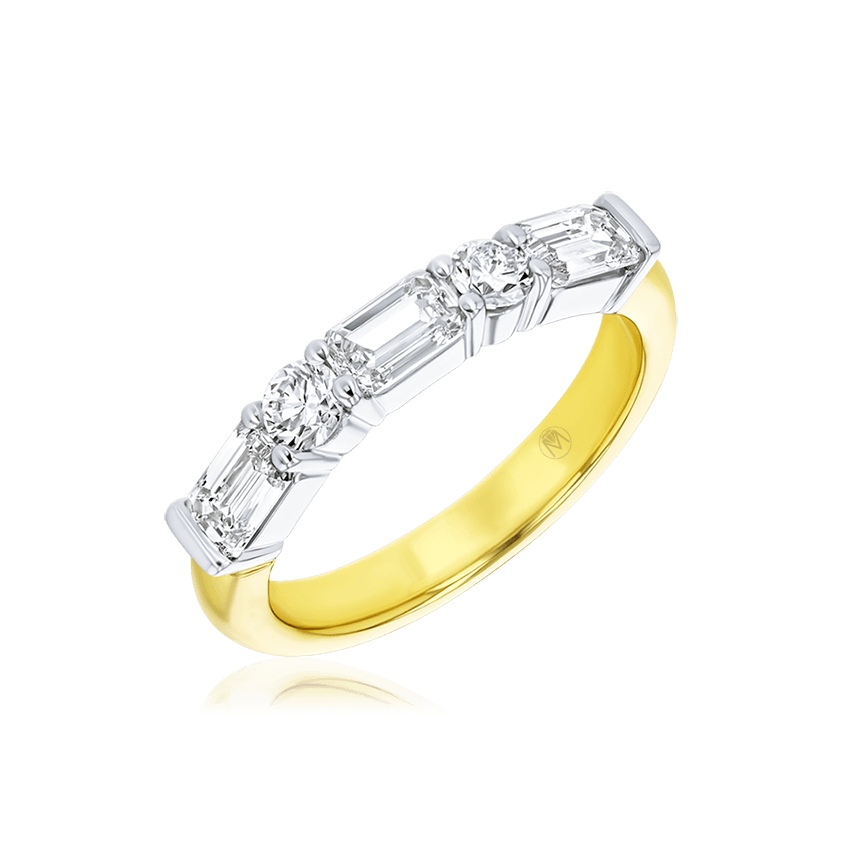 Emerald Cut & Round Diamond Wedding Band - Marvels Co.