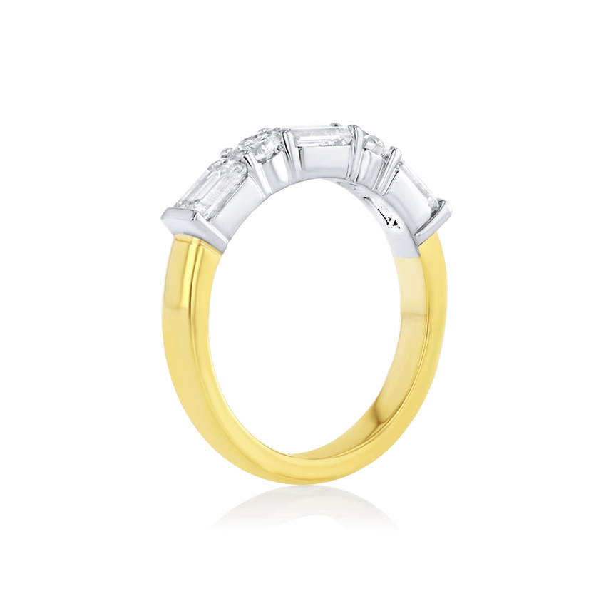 Emerald Cut & Round Diamond Wedding Band - Marvels Co.